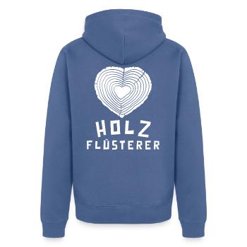 Holzflüsterer Schreiner Tischler Holzfäller - Unisex Premium Bio Zip Hoodie - Taubenblau - Hinten - Nico (187cm)
