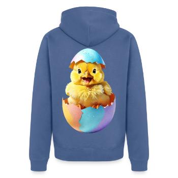 Kueken-Osterei - Unisex Premium Bio Zip Hoodie - Taubenblau - Hinten - Nico (187cm)