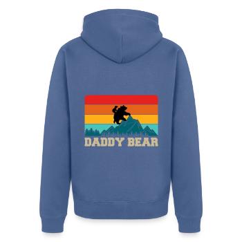 Daddy Bear climb the Mountain in Forest der Bär - Unisex Premium Bio Zip Hoodie - Taubenblau - Hinten - Nico (187cm)