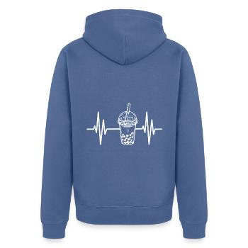 Heartbeat Boba Tea Drink Bubble Tea - Unisex Premium Organic Zip Hoodie - stone blue - Back - Nico (187cm)