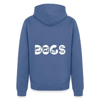 Funny Dogs in Letters lustige Hunde in Buchstaben - Unisex Premium Bio Zip Hoodie - Taubenblau - Hinten - Nico (187cm)