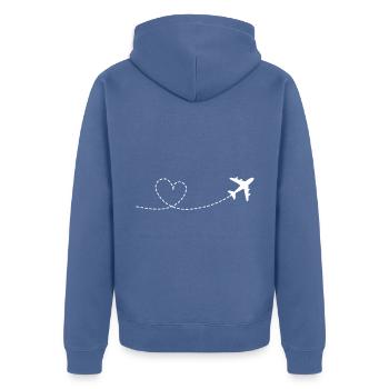 Avion avec arc de cœur - Veste à capuche bio Premium Unisexe - bleu pigeon - Dos - Nico (187cm)