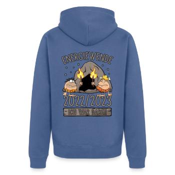 Energiewende 2022/2023 - Ich war dabei! Steinzeit - Unisex Premium Bio Zip Hoodie - Taubenblau - Hinten - Nico (187cm)