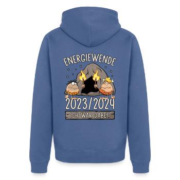 Energiewende 2023/2024 - Ich war dabei - Unisex Premium Bio Zip Hoodie - Taubenblau - Hinten - Nico (187cm)