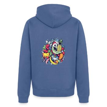 Pent le serpent dans les fruits - Veste à capuche bio Premium Unisexe - bleu pigeon - Dos - Nico (187cm)