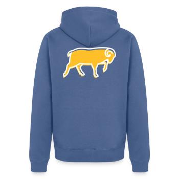 Ein Running Ram - Unisex Premium Bio Zip Hoodie - Taubenblau - Hinten - Nico (187cm)