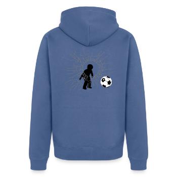 garçon de football - Veste à capuche bio Premium Unisexe - bleu pigeon - Dos - Nico (187cm)