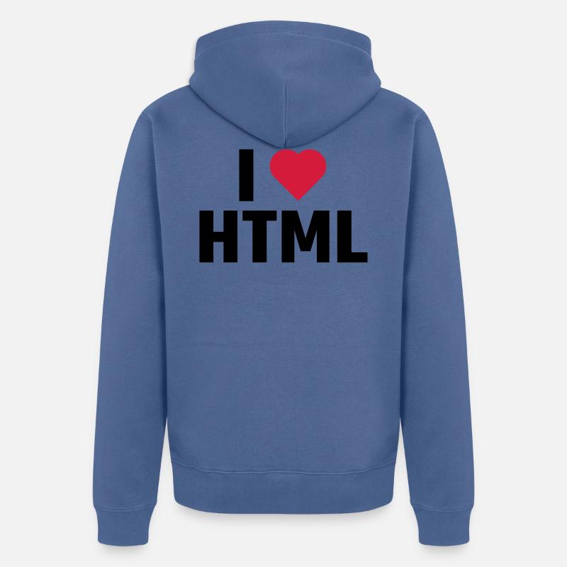 J'aime HTML - Veste à capuche bio Premium Unisexe - bleu pigeon