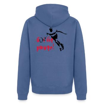 Tennis - Unisex Premium Bio Zip Hoodie - Taubenblau - Hinten - Nico (187cm)
