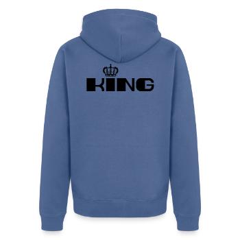 King Couronne partenaire look homme homme - Veste à capuche bio Premium Unisexe - bleu pigeon - Dos - Nico (187cm)