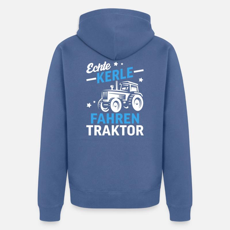 Echte Kerle fahren Traktor - Unisex Premium Bio Zip Hoodie - Taubenblau