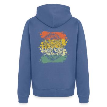 Afrique lion vintage - Veste à capuche bio Premium Unisexe - bleu pigeon - Dos - Nico (187cm)