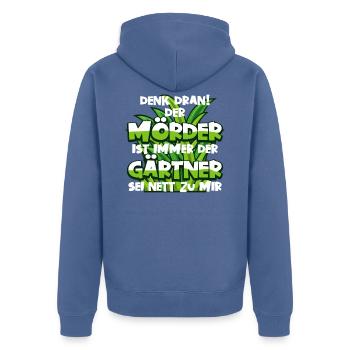 Gärtner Landschaftsbau Geschenk Garten - Unisex Premium Bio Zip Hoodie - Taubenblau - Hinten - Nico (187cm)