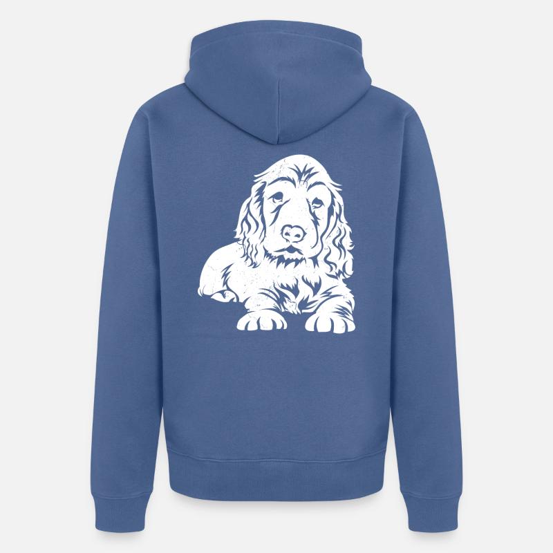 Süßes Cocker Spaniel Geschenk - Unisex Premium Bio Zip Hoodie - Taubenblau