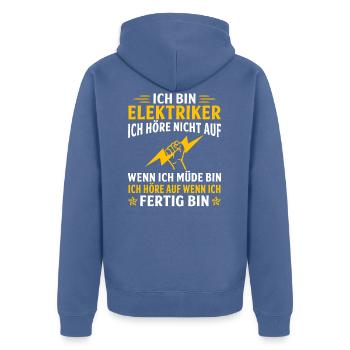 ich bin elektriker geschenk für elektriker - Unisex Premium Bio Zip Hoodie - Taubenblau - Hinten - Nico (187cm)