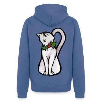 Winter-Stechpalmenkatzen-Aquarell - Unisex Premium Bio Zip Hoodie - Taubenblau - Hinten - Nico (187cm)