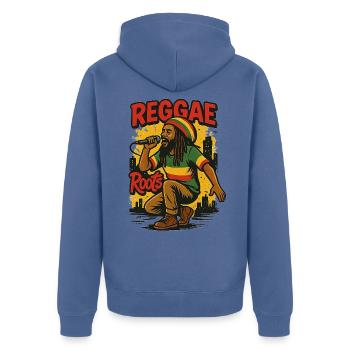 Reggae - Unisex Premium Bio Zip Hoodie - Taubenblau - Hinten - Nico (187cm)