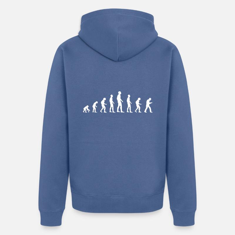 Human Evolution the Smartphone Generation - Unisex Premium Bio Zip Hoodie - Taubenblau