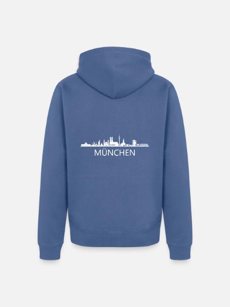 Stadt München Skyline Munich - Unisex Premium Bio Zip Hoodie - Taubenblau