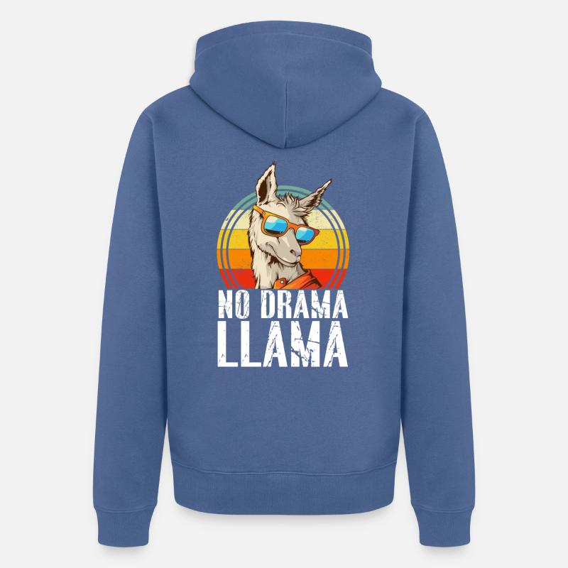 Pas de drame LLama - Veste à capuche bio Premium Unisexe - bleu pigeon