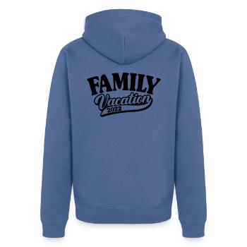 Vacances en famille 2022, Matching Family Summer Vacay - Veste à capuche bio Premium Unisexe - bleu pigeon - Dos - Nico (187cm)