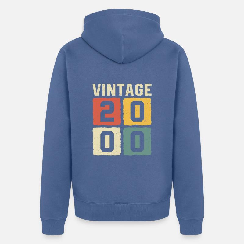 Millésime 2000 Né en 2000 - Veste à capuche bio Premium Unisexe - bleu pigeon