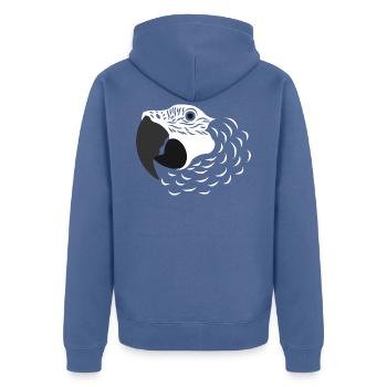 Papagei Amazonas Graupapagei - Unisex Premium Bio Zip Hoodie - Taubenblau - Hinten - Nico (187cm)