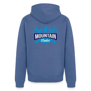 Bergsteiger - Unisex Premium Bio Zip Hoodie - Taubenblau - Hinten - Nico (187cm)