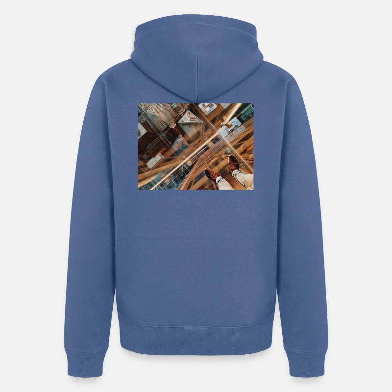 Looking Down - Unisex Premium Bio Zip Hoodie - Taubenblau