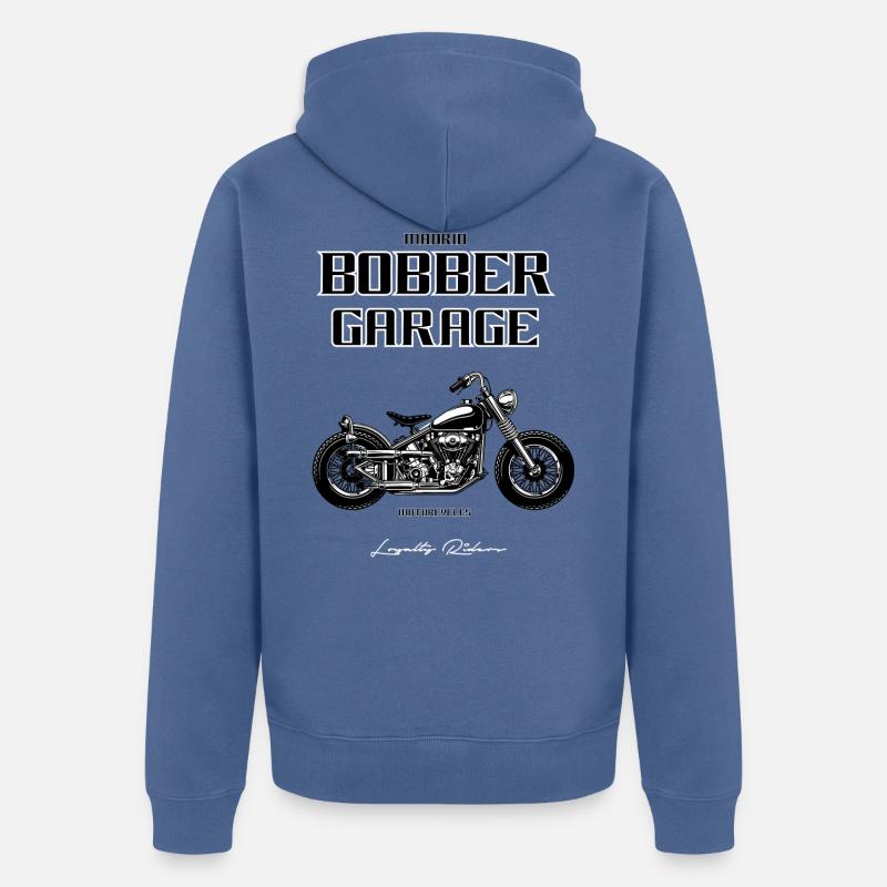 BOBBER GARAGE MADRID - Veste à capuche bio Premium Unisexe - bleu pigeon