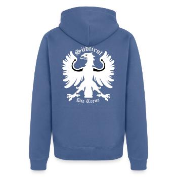 Tyrol du Sud - Veste à capuche bio Premium Unisexe - bleu pigeon - Dos - Nico (187cm)