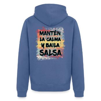 Dance Salsa - Salsa Tanz Geschenk - Unisex Premium Bio Zip Hoodie - Taubenblau - Hinten - Nico (187cm)