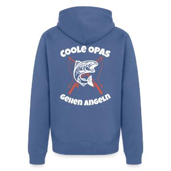Coole Opas gehen angeln Angler Opa Angelrute Fisch - Unisex Premium Bio Zip Hoodie - Taubenblau - Hinten - Nico (187cm)