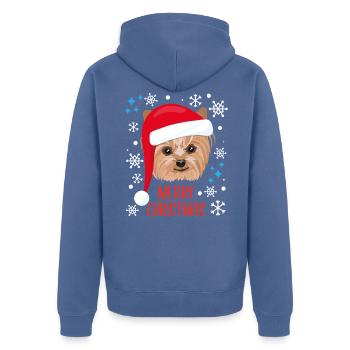 Yorkshire Terrier Dog Cadeau de Noël - Veste à capuche bio Premium Unisexe - bleu pigeon - Dos - Nico (187cm)