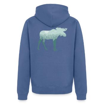 Elk Deer Forest Natural Landscape Gift - Unisex Premium Organic Zip Hoodie - stone blue - Back - Nico (187cm)