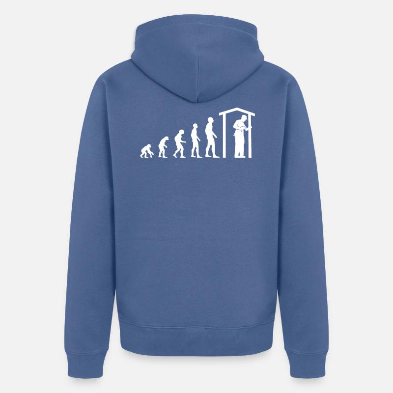 Zimmermann Beruf Evolution Zimmerer Geschenk - Unisex Premium Bio Zip Hoodie - Taubenblau