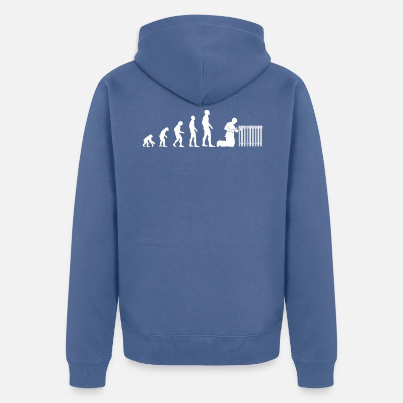 Heizungsbauer Evolution Handwerker Geschenk - Unisex Premium Bio Zip Hoodie - Taubenblau