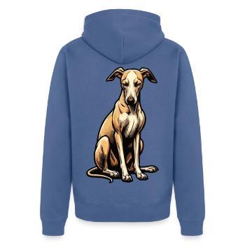 Whippet Greyhound Whippets Propriétaire de lévrier - Veste à capuche bio Premium Unisexe - bleu pigeon - Dos - Nico (187cm)