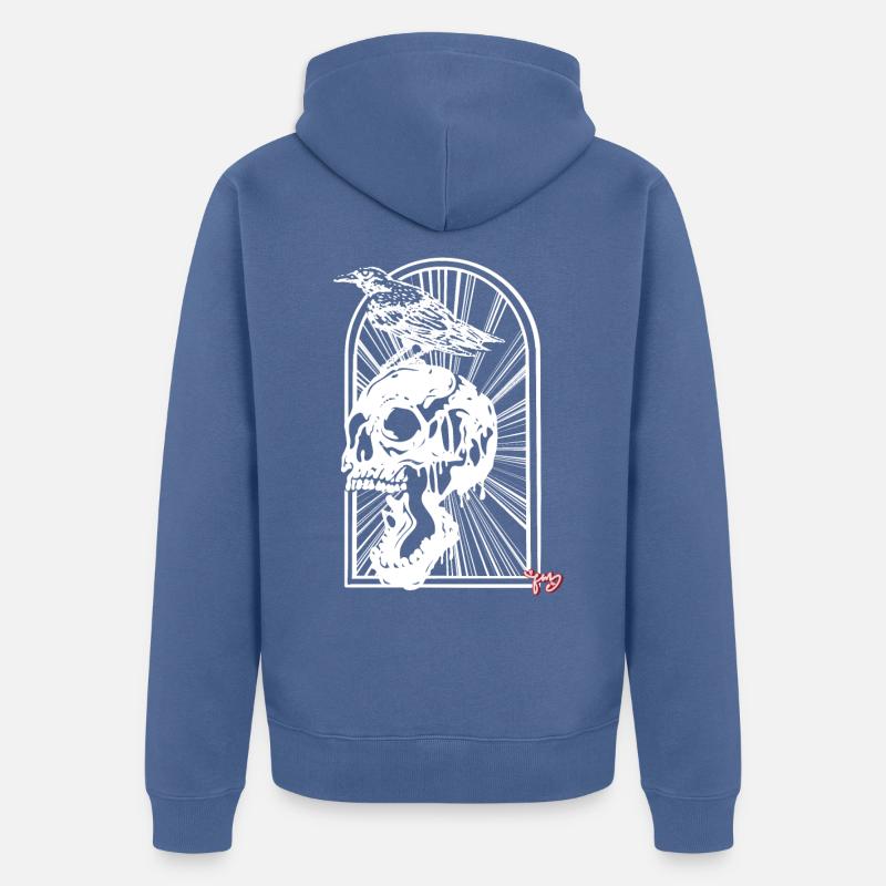 Schädel - Unisex Premium Bio Zip Hoodie - Taubenblau