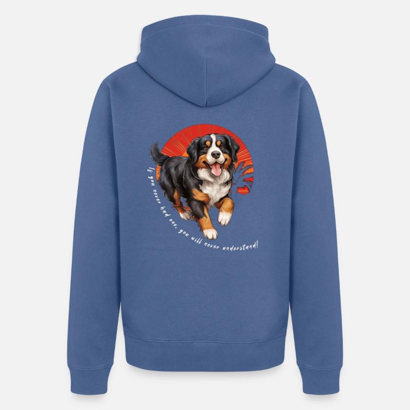 Bouvier bernois ! - Veste à capuche bio Premium Unisexe - bleu pigeon