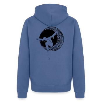 Mond der Spitze - Unisex Premium Bio Zip Hoodie - Taubenblau - Hinten - Nico (187cm)