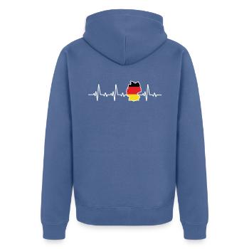 I love germany heartbeat germany flagg - Unisex Premium Organic Zip Hoodie - stone blue - Back - Nico (187cm)