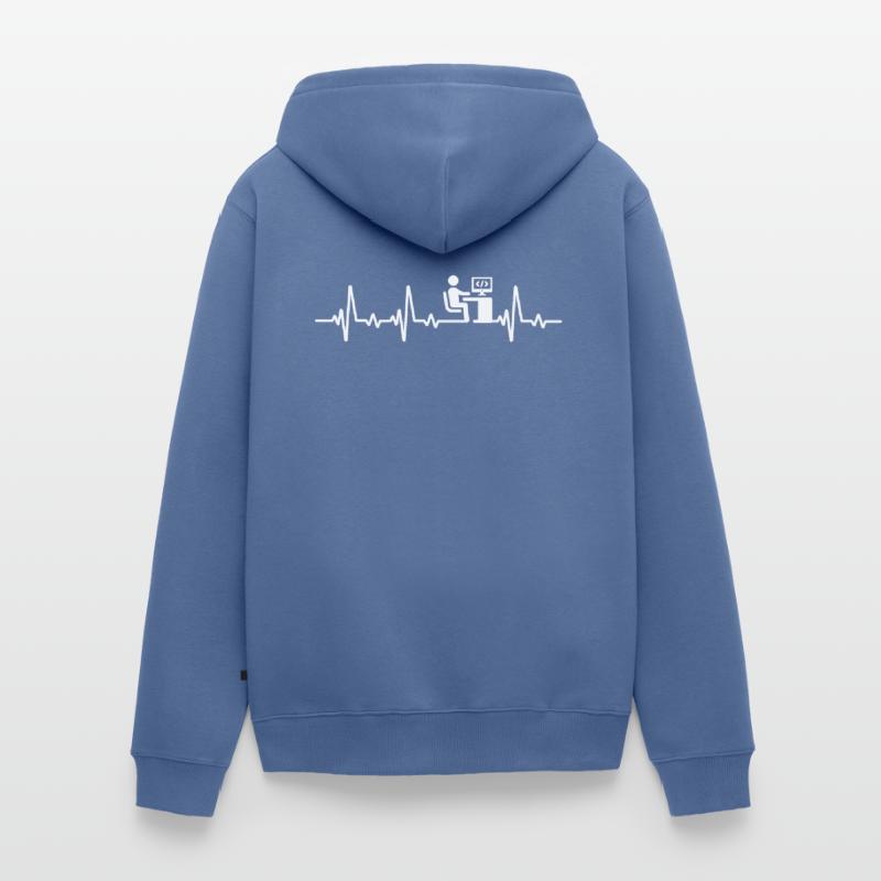 Programmeur Heartbeat Code Computer Scientist Veste à capuche bio Premium Unisexe