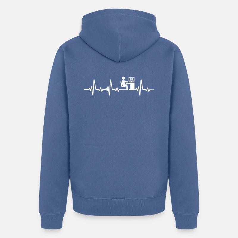 Programmeur Heartbeat Code Computer Scientist - Veste à capuche bio Premium Unisexe - bleu pigeon