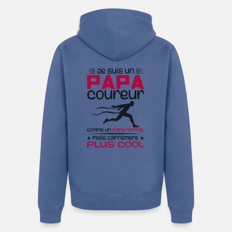 Ich bin ein Marathonläufer-Vater - Unisex Premium Bio Zip Hoodie - Taubenblau