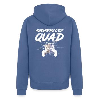 Aujourd'hui c'est quad - T-shirt & cadeau quad ATV - Veste à capuche bio Premium Unisexe - bleu pigeon - Dos - Nico (187cm)
