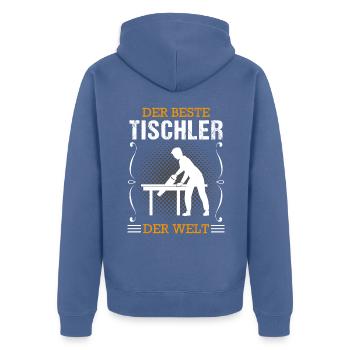 Tischler Beruf Schreiner Handwerker Geschenk - Unisex Premium Bio Zip Hoodie - Taubenblau - Hinten - Nico (187cm)