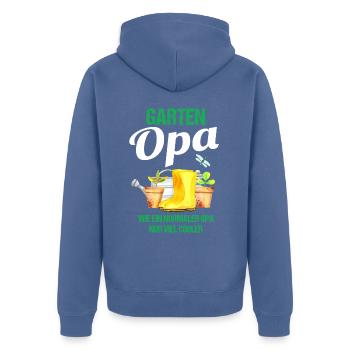 Garten Opa Lustiger Spruch Geschenk Herren - Unisex Premium Bio Zip Hoodie - Taubenblau - Hinten - Nico (187cm)