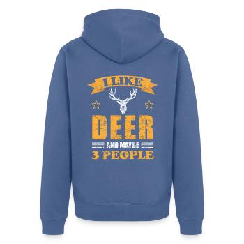 Reh Hirsch Tierliebhaber Lustiger Spruch Geschenk - Unisex Premium Bio Zip Hoodie - Taubenblau - Hinten - Nico (187cm)
