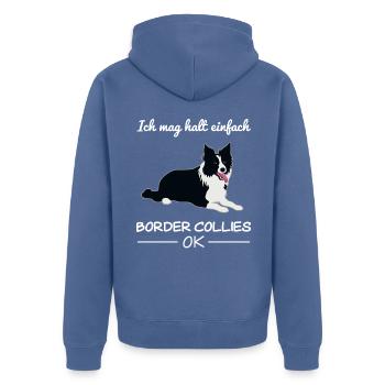 Border Collie Dog Dog Lovers Citation Cadeau - Veste à capuche bio Premium Unisexe - bleu pigeon - Dos - Nico (187cm)